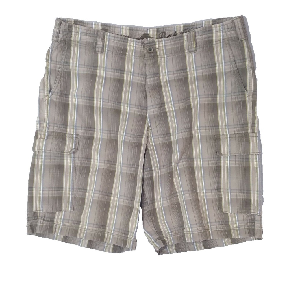 Tommy Bahama cargo shorts mens 40 x 9 Brown plaid silk blend Bermuda Outdoor